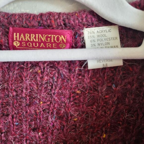 Harrington Square Plum Wool Blend Chunky Knit Open Cardigan Size M - Picture 7 of 10